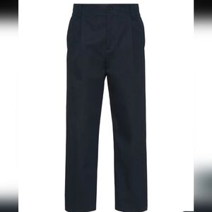 VALENTINO Cotton Straight Leg Pleated Cotton Trousers